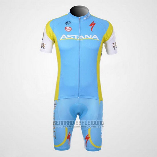 2012 Fahrradbekleidung Astana Hellblau Trikot Kurzarm und Tragerhose - zum Schließen ins Bild klicken